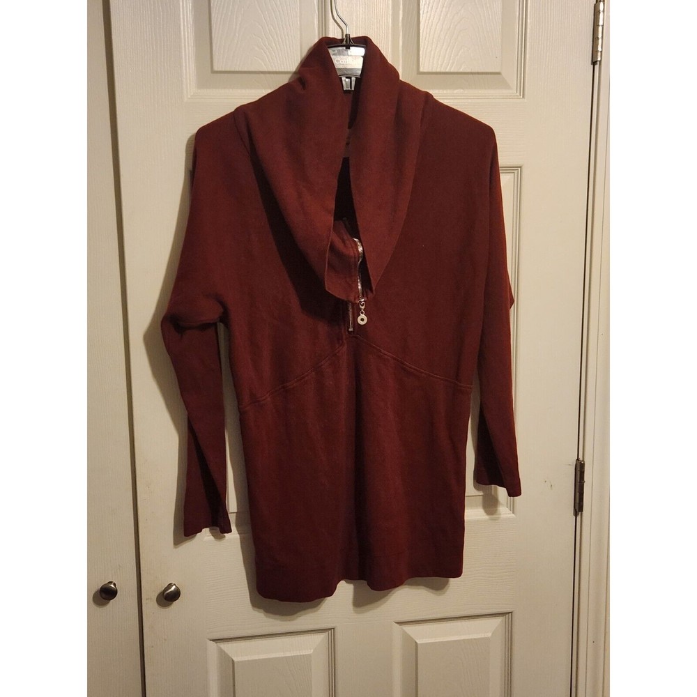 Soft Surrounding Sz L Funnel 1/2 Zippered Cowl Neck Shirt Womens Top